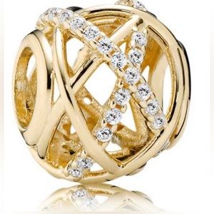 Pandora 14K yellow Gold Galaxy Openwork Charm with Clear Zirconia.